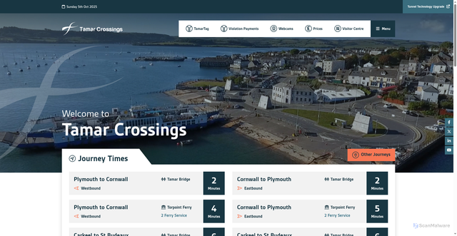 Security scan screenshot of https://www.tamarcrossings.org.uk/
