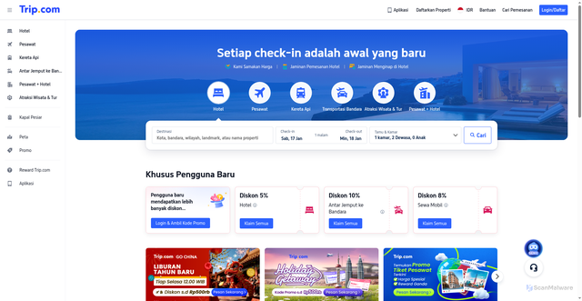 Security scan screenshot of https://id.trip.com