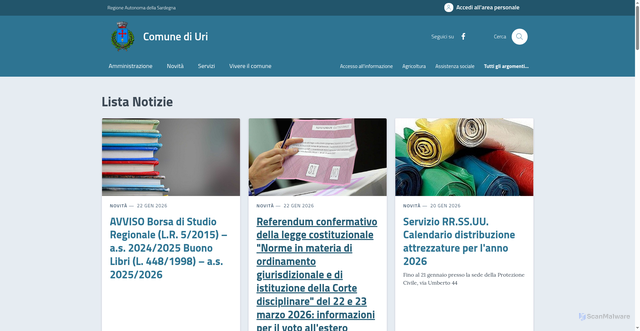Security scan screenshot of https://comune.uri.ss.it/