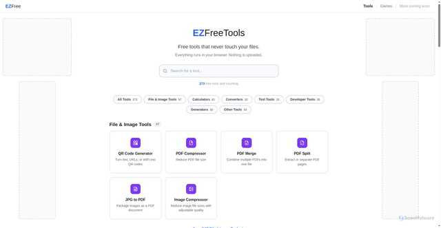 Security scan screenshot of https://ezfreetools.com/