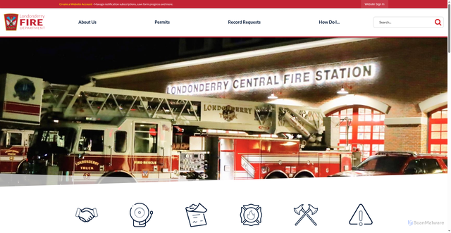 Security scan screenshot of https://londonderrynhfire.gov/366/Fire-Department