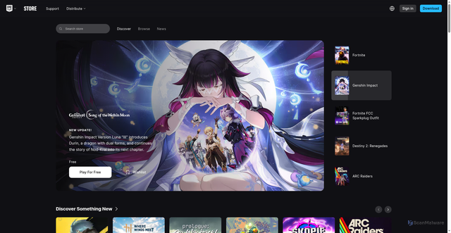 Security scan screenshot of https://launcher.store.epicgames.com/