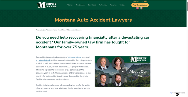 Security scan screenshot of https://www.murphylawoffice.net/car-accidents/