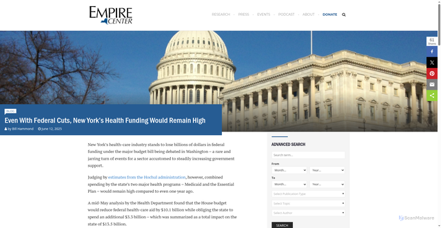 Security scan screenshot of https://www.empirecenter.org/publications/even-with-federal-cuts-health-funding/