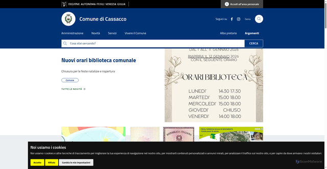 Security scan screenshot of https://www.comune.cassacco.ud.it/