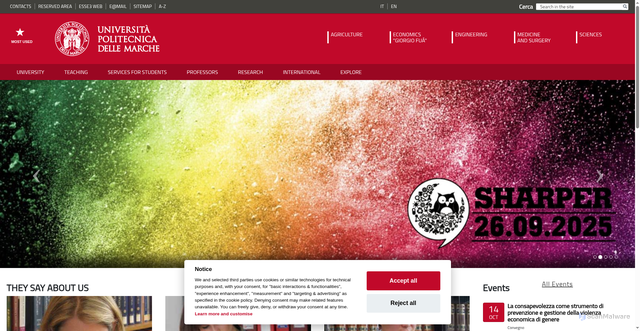 Security scan screenshot of https://www.univpm.it/Entra/