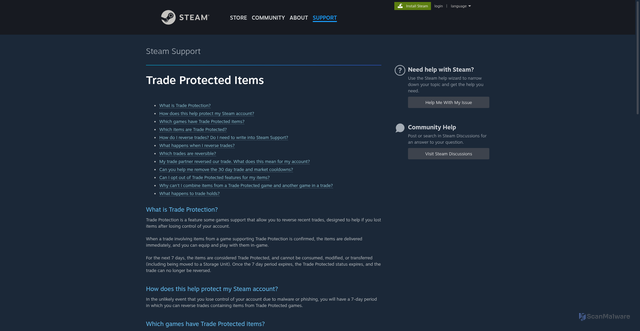 Security scan screenshot of https://help.steampowered.com/en/faqs/view/365F-4BEE-2AE2-7BDD
