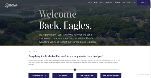 Security scan screenshot of https://www.southlakechristian.org/about-us/back-to-school
