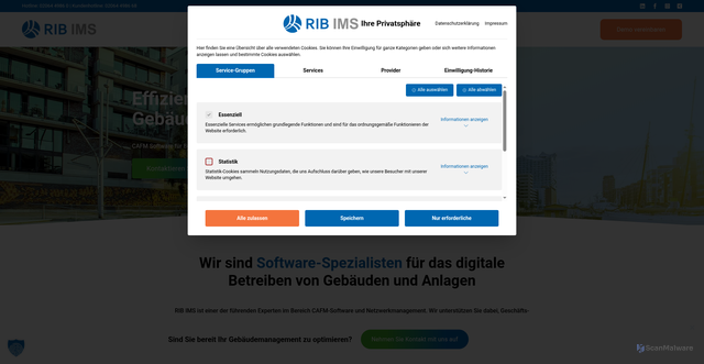 Security scan screenshot of https://rib-ims.com