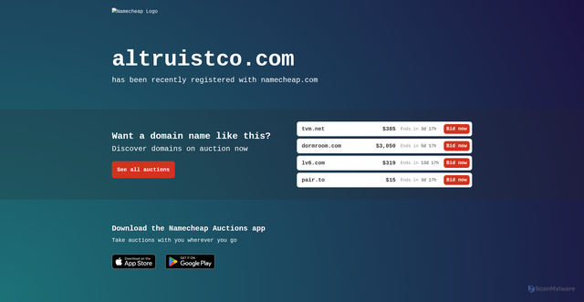 Security scan screenshot of https://www.altruistco.com