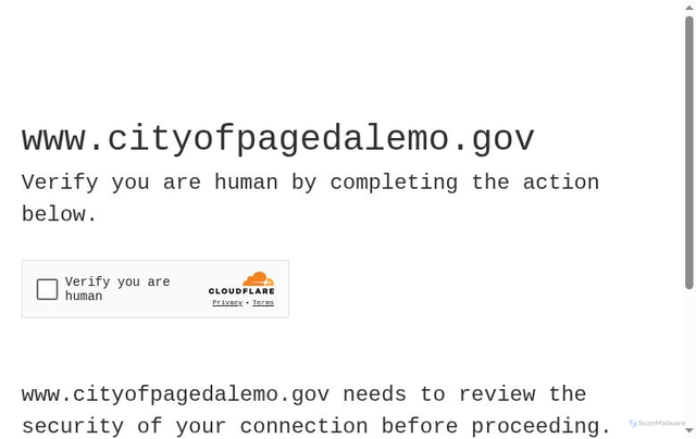 Security scan screenshot of https://www.cityofpagedalemo.gov/