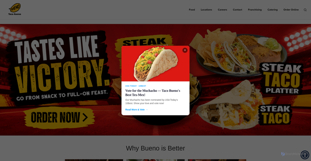 Security scan screenshot of https://www.tacobueno.com
