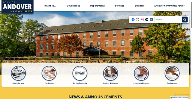 Security scan screenshot of https://andoverma.gov/
