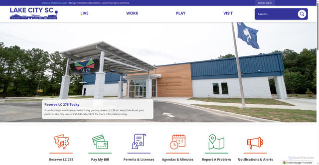 Security scan screenshot of https://lakecitysc.gov/