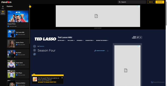 Security scan screenshot of https://ted-lasso.fandom.com/wiki/Season_Four