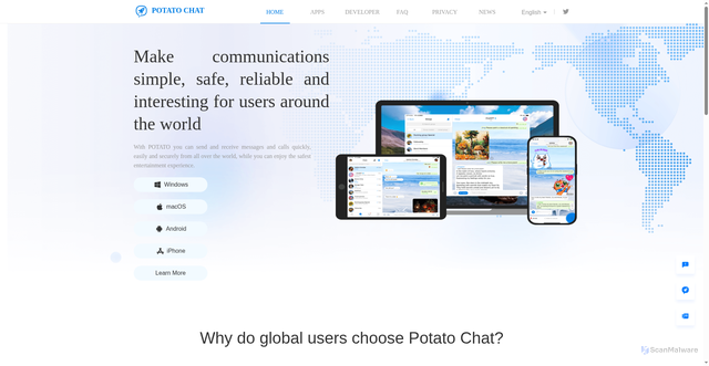 Security scan screenshot of https://potato.im