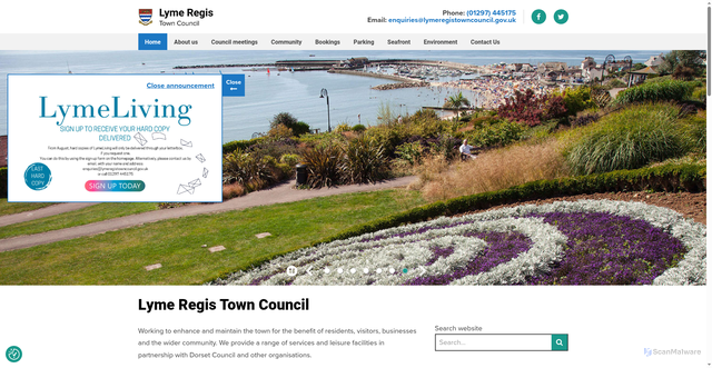 Security scan screenshot of https://www.lymeregistowncouncil.gov.uk/