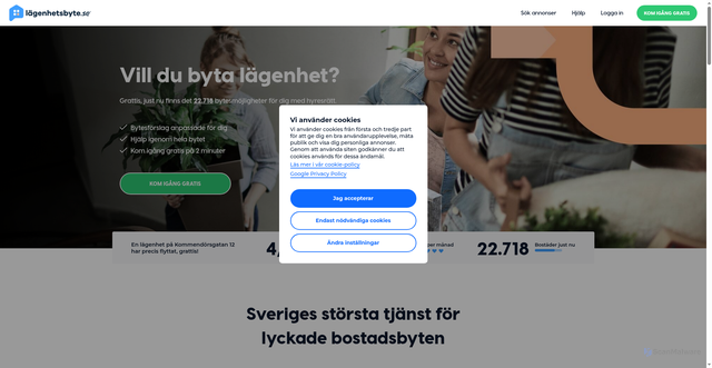Security scan screenshot of https://www.lagenhetsbyte.se/
