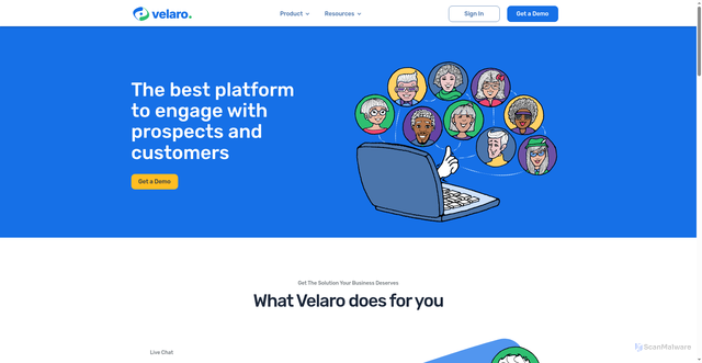 Security scan screenshot of https://velaro.com