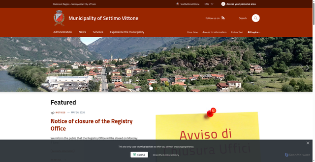 Security scan screenshot of https://www.comune.settimovittone.to.it