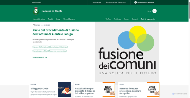 Security scan screenshot of https://www.comune.alonte.vi.it