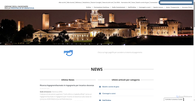 Security scan screenshot of https://www.ordineingegnerimantova.it/