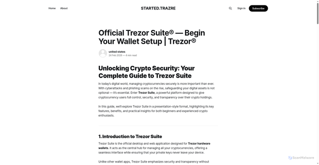 Security scan screenshot of https://started-trazre.ghost.io/suite-begin/