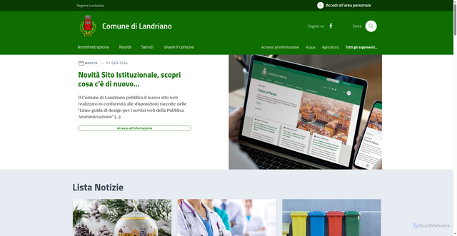 Security scan screenshot of https://comune.landriano.pv.it/