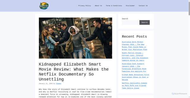 Security scan screenshot of https://mosquitocoast.com.au/kidnapped-elizabeth-smart-movie-review/