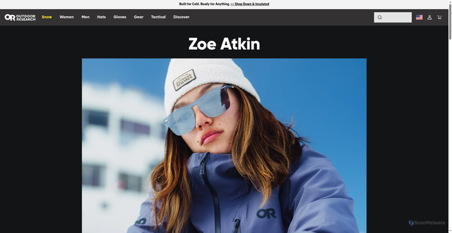 Security scan screenshot of https://www.outdoorresearch.com/blogs/ambassadors/zoe-atkin?srsltid=AfmBOorLP1m7hbQa9BaS0lg7CdWsDqoCyxIGJdZnrDzKCHj5oG5uMZ61