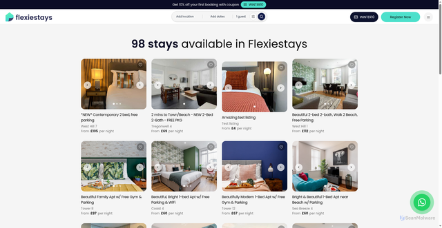 Security scan screenshot of https://developer-flexiestays-v2.pages.dev/perks