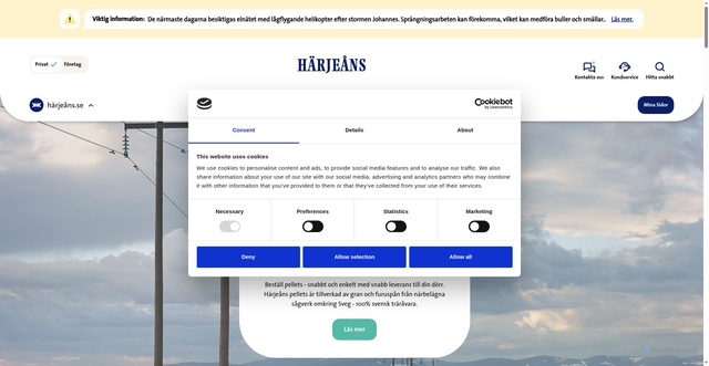 Security scan screenshot of https://www.harjeans.se/