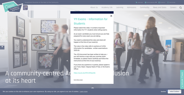 Security scan screenshot of https://www.oasisacademybrightstowe.org/