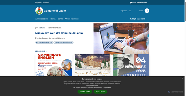 Security scan screenshot of https://www.comune.lapio.av.it/it