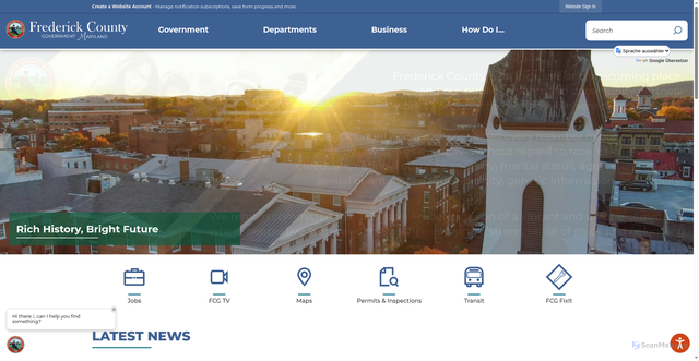Security scan screenshot of https://frederickcountymd.gov/