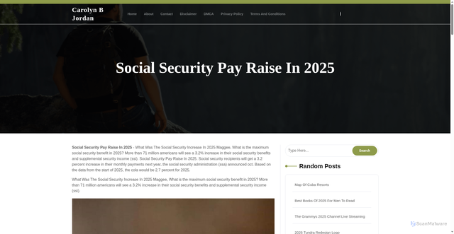 Security scan screenshot of https://carolynbjordand.pages.dev/rhyjs-social-security-pay-raise-in-2025-nafhb