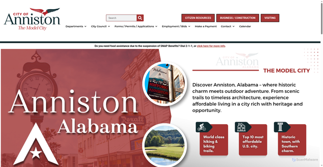 Security scan screenshot of https://annistonal.gov/