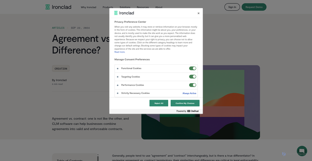 Security scan screenshot of https://ironcladapp.com/journal/contracts/agreement-vs-contract