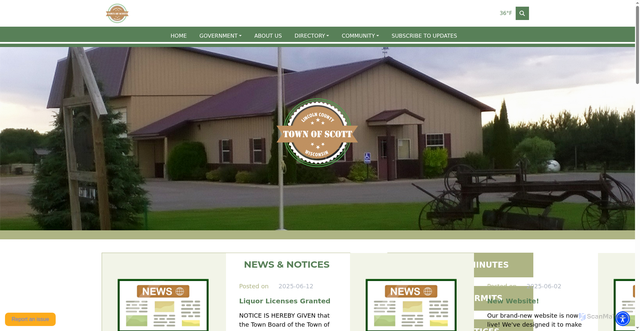 Security scan screenshot of https://townofscottlincolnwi.gov/