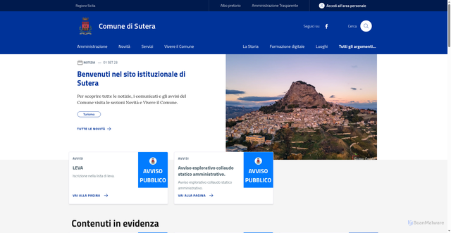 Security scan screenshot of https://www.comune.sutera.cl.it/