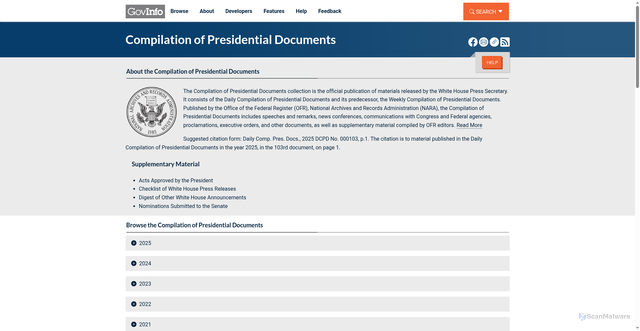 Security scan screenshot of https://www.govinfo.gov/app/collection/cpd