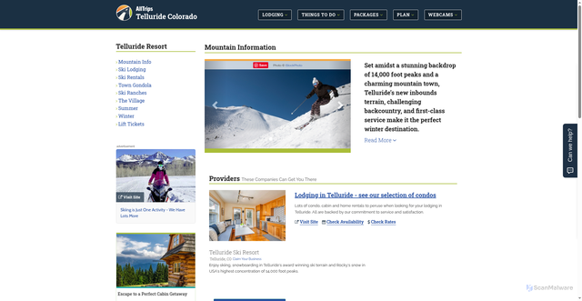 Security scan screenshot of https://www.alltelluride.com/telluride_resort/mountain_information.php