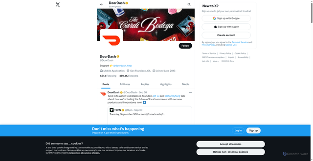 Security scan screenshot of https://twitter.com/DoorDash