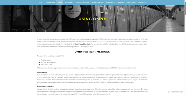 Security scan screenshot of https://www.nycsubwayguide.com/subway/omny.aspx