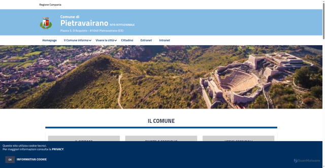 Security scan screenshot of https://www.comune.pietravairano.ce.it/hh/index.php