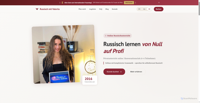 Security scan screenshot of https://learnwithvaleriia.com/?lang=de