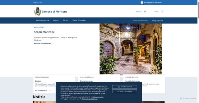 Security scan screenshot of https://www.comune.moricone.rm.it/
