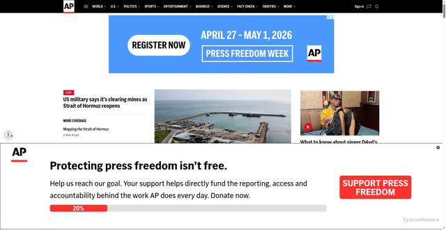 Security scan screenshot of https://link.apnews.com