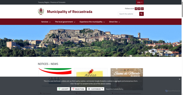 Security scan screenshot of https://www.comune.roccastrada.gr.it/it-it/home