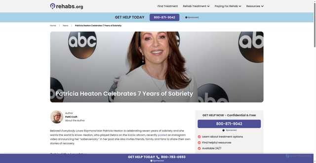 Security scan screenshot of https://rehabs.org/news/patricia-heaton-celebrates-7-years-of-sobriety/